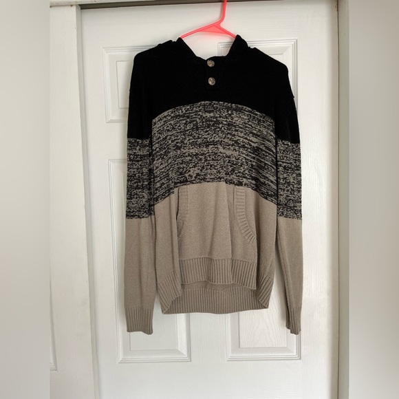 Men's Black and Gray Hoodie Pullover Sweater size Large - Picture 4 of 13